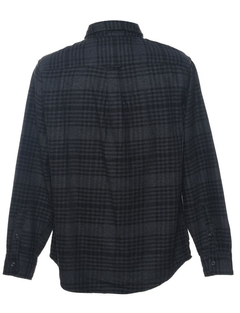 Black & Grey Plaid Checked Shirt - M