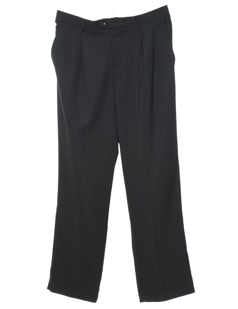 Black Pinstriped Suit Trousers - W34 L31