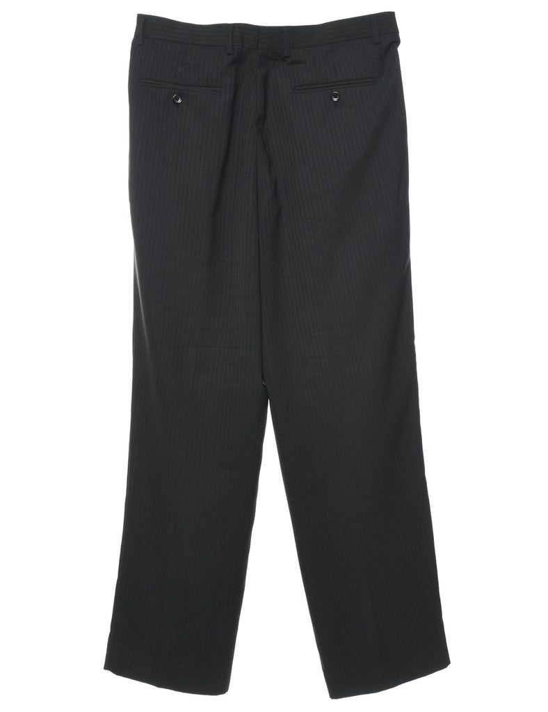 Black Pinstriped Suit Trousers - W34 L31