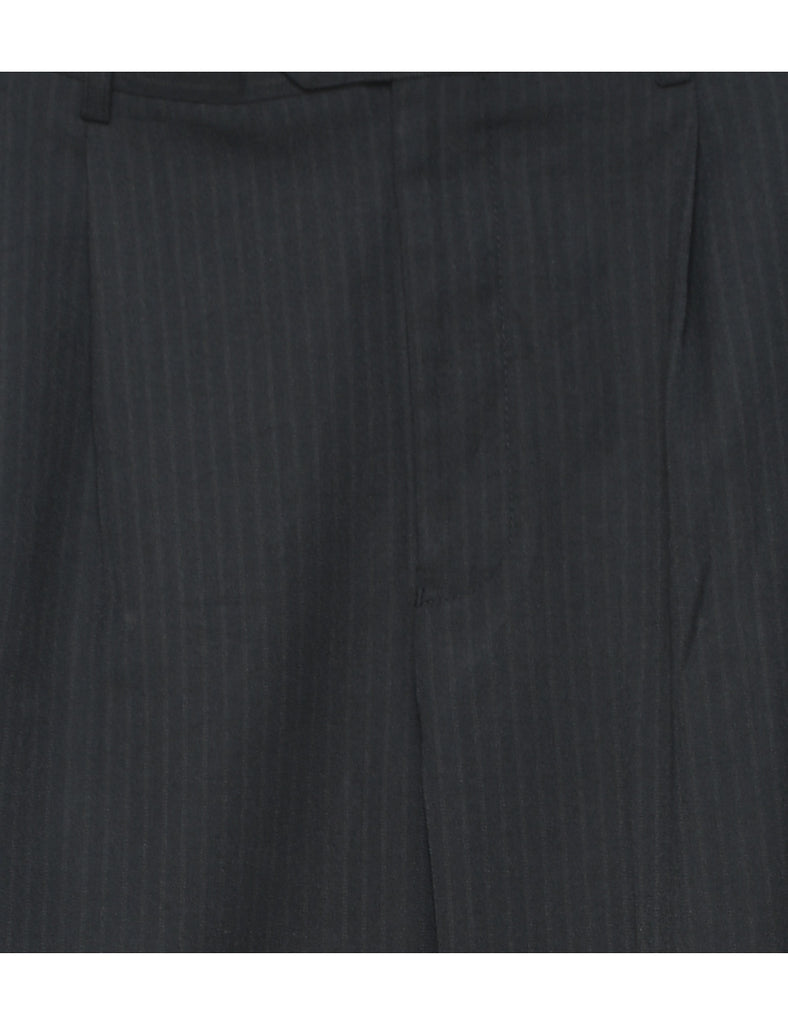 Black Pinstriped Suit Trousers - W34 L31