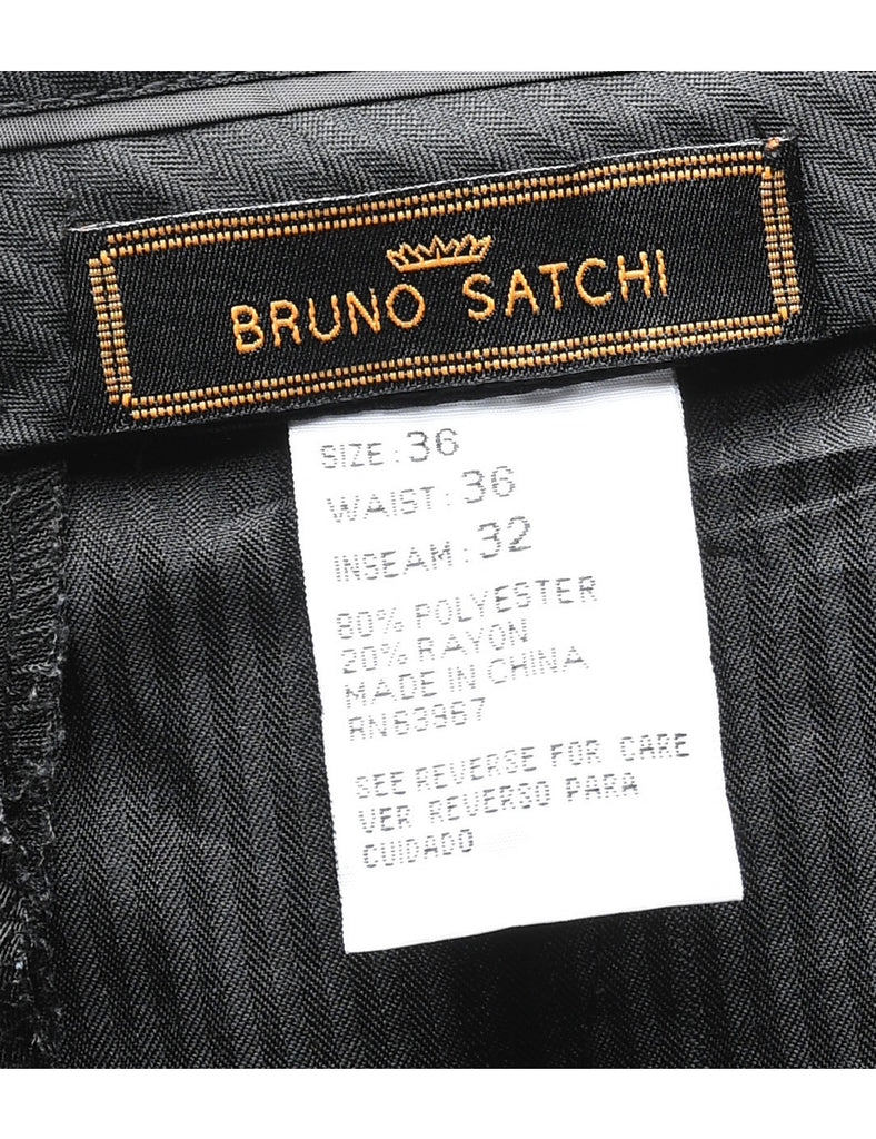 Black Pinstriped Suit Trousers - W34 L31