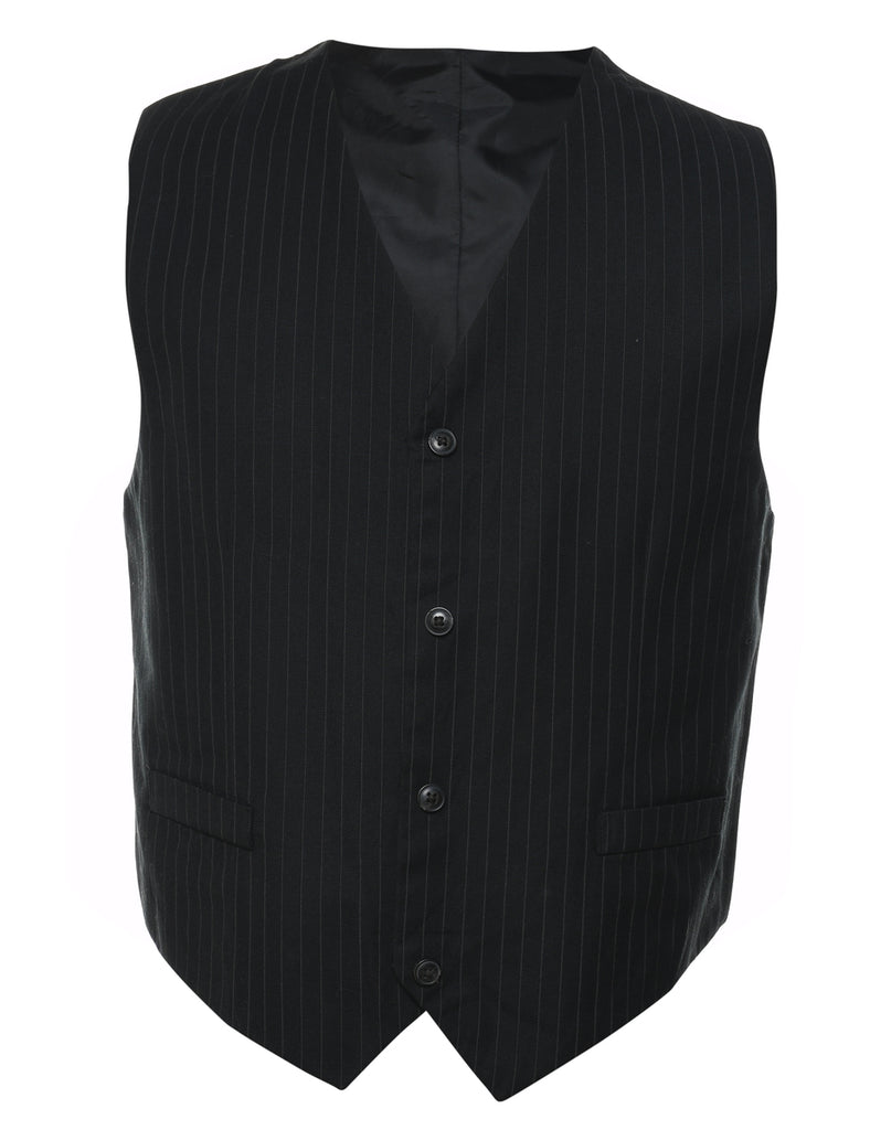 Black Pinstriped Waistcoat - S