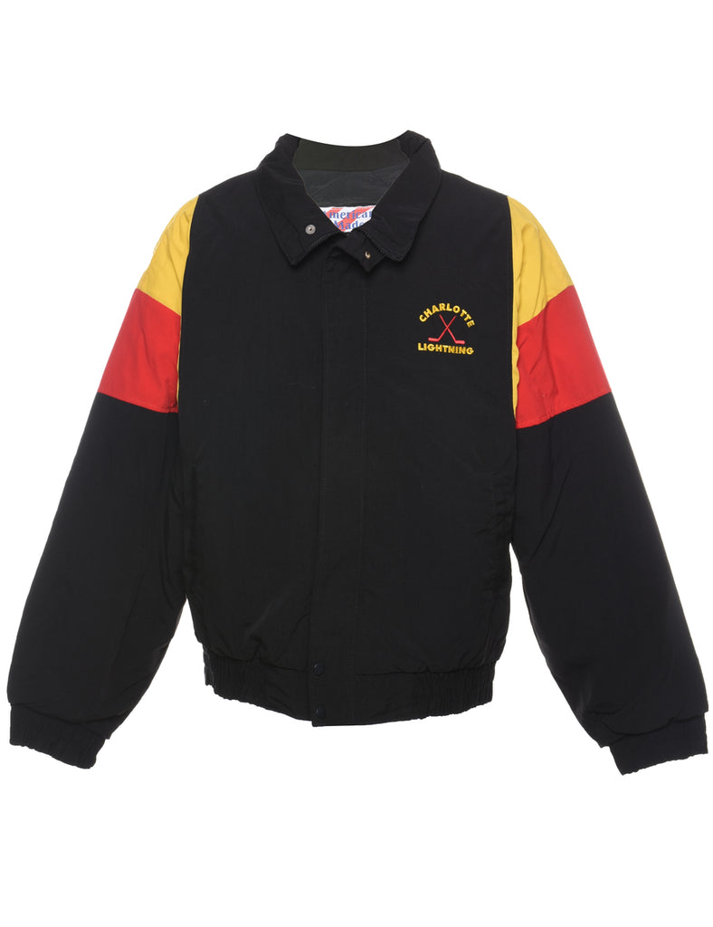 Black, Red & Yellow Lightning Hockey Nylon Jacket - XL