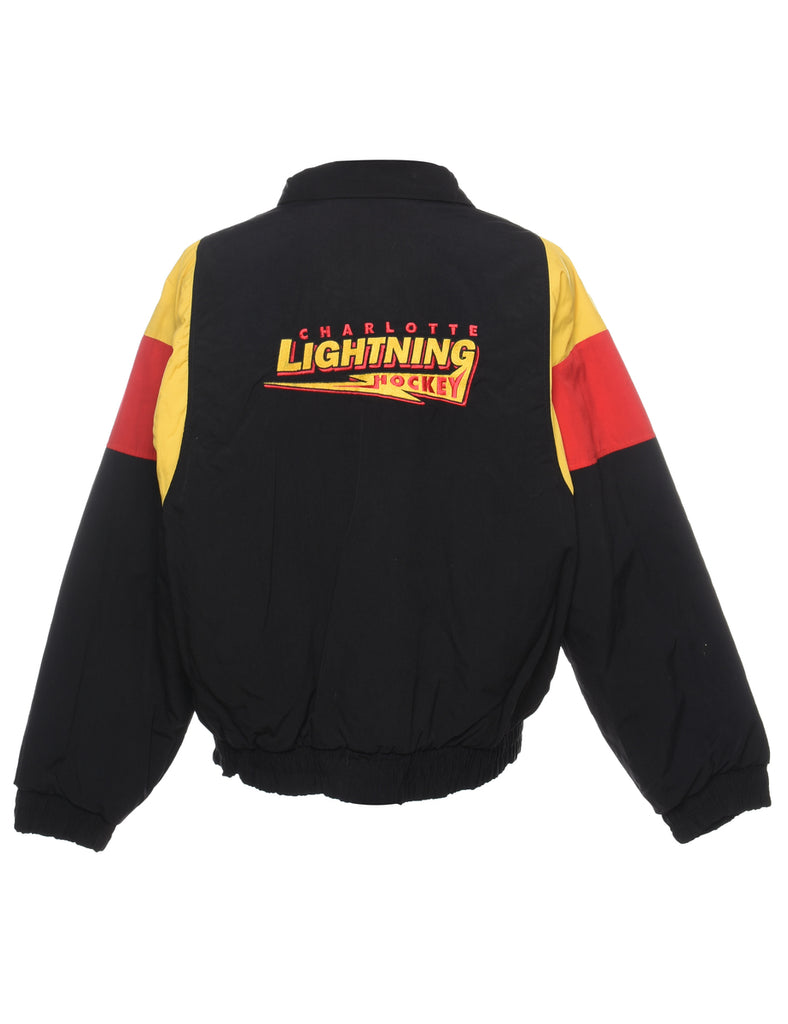 Black, Red & Yellow Lightning Hockey Nylon Jacket - XL
