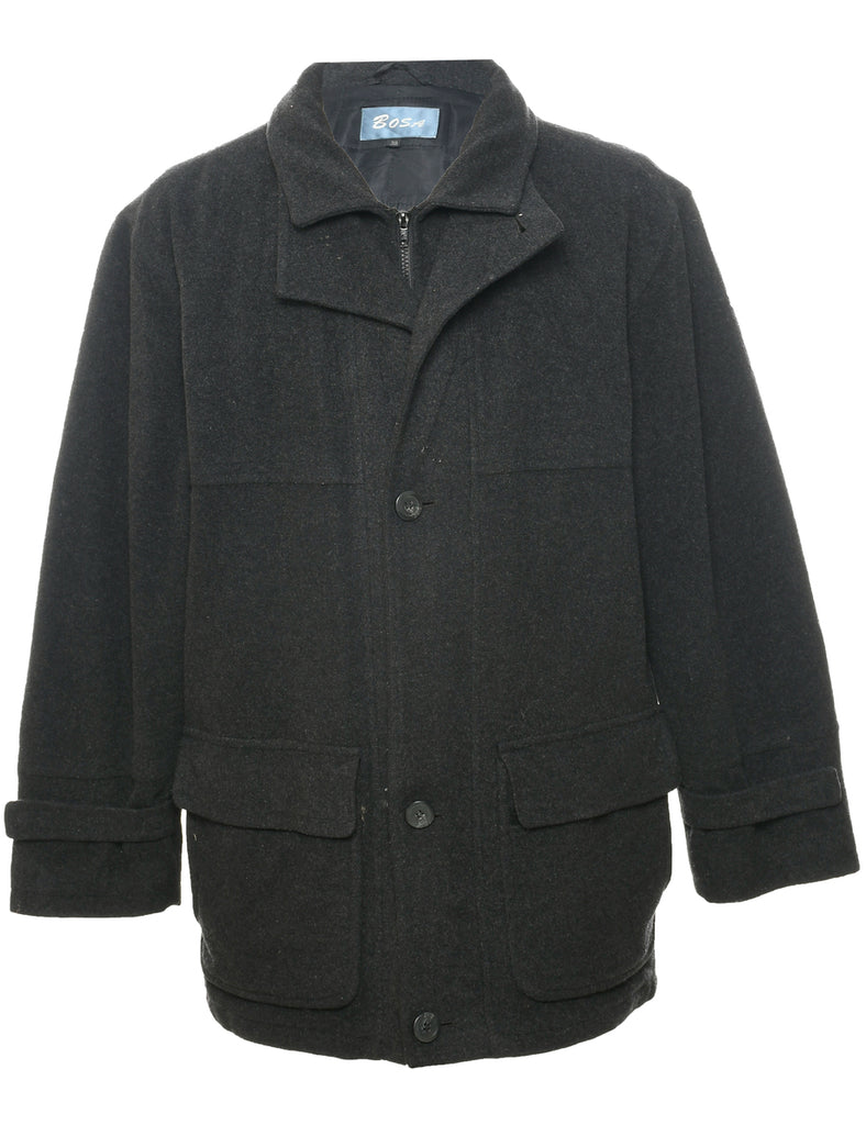 Black Wool Coat - L