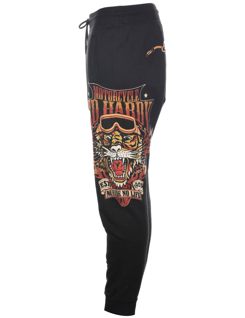 Black Y2K Ed Hardy Jogging Bottoms - W36 L30