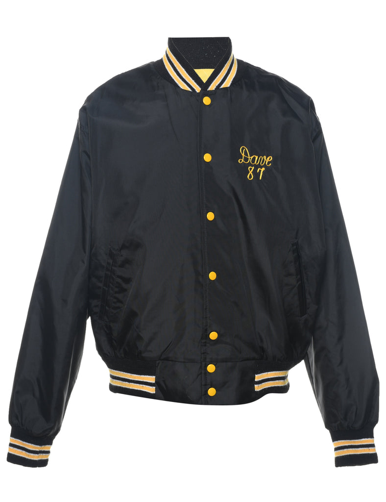 Black & Yellow Contrast Vikings Bomber Jacket - L