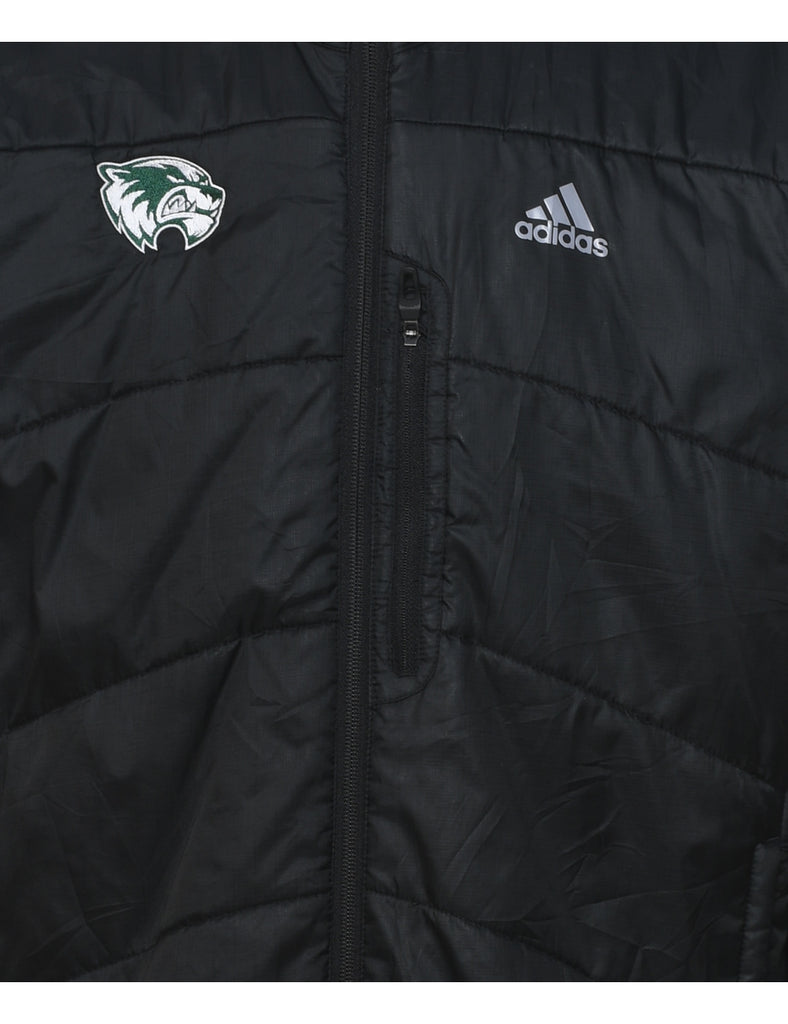 Black Zip-Front Adidas Puffer Jacket - L