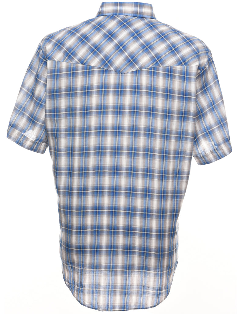Blue Checked Short Sleeve Shirt - L
