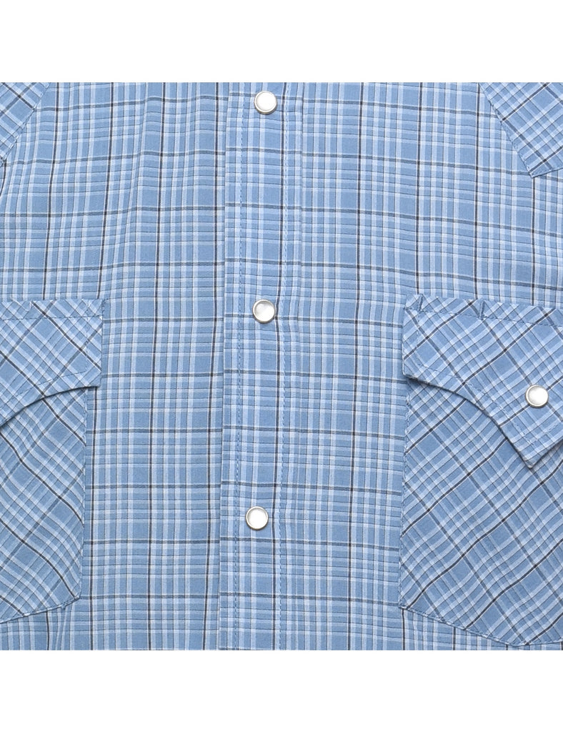 Blue Checked Short-Sleeve Shirt - M