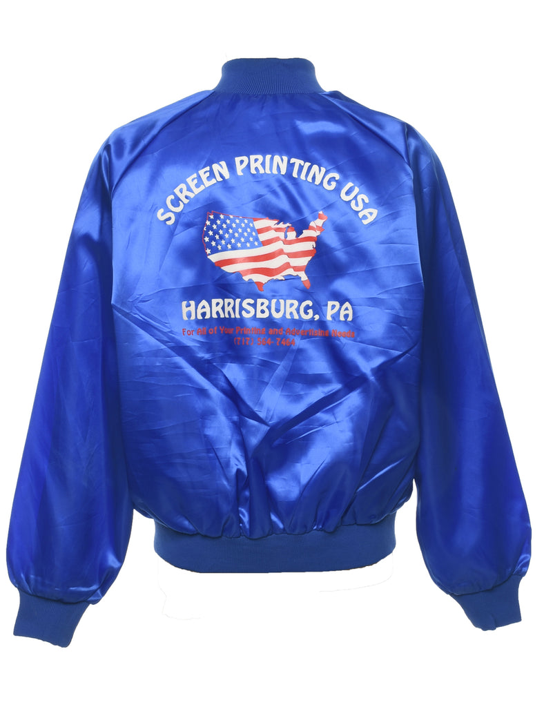 Blue Nylon Bomber Jacket - XL