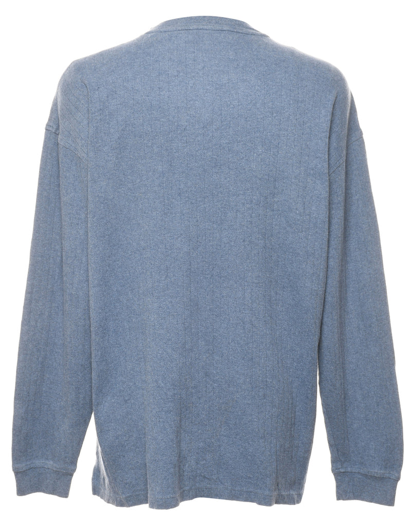 Blue Plain Long-Sleeve T-shirt - XL