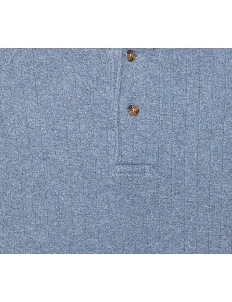 Blue Plain Long-Sleeve T-shirt - XL