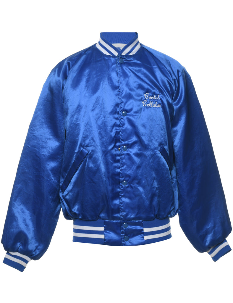 Blue Vintage Embroidered Bomber Jacket - L