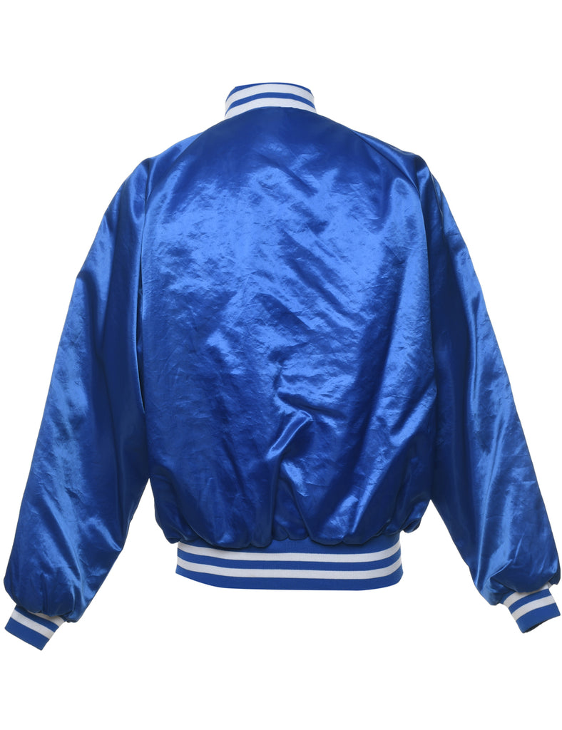 Blue Vintage Embroidered Bomber Jacket - L