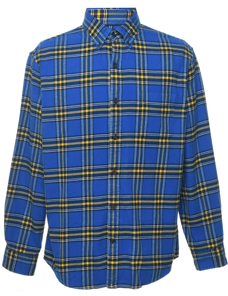 Blue & Yellow Flannel Checked Shirt - L