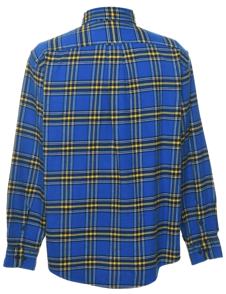 Blue & Yellow Flannel Checked Shirt - L