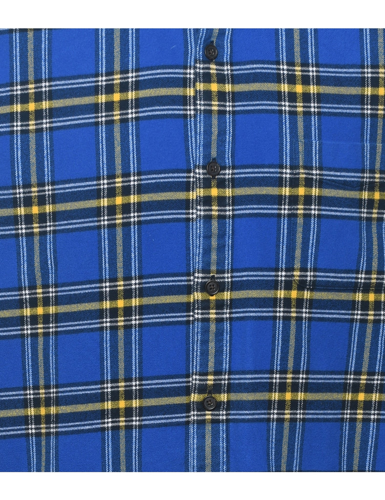 Blue & Yellow Flannel Checked Shirt - L