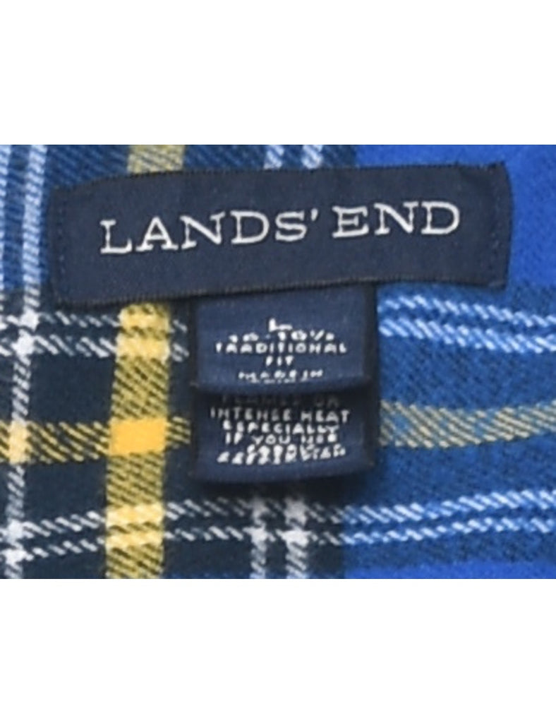 Blue & Yellow Flannel Checked Shirt - L