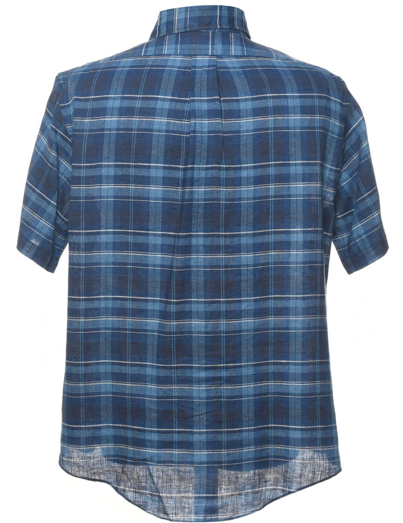 Brooks Brothers Navy Short Sleeve  Checked Shirt - L