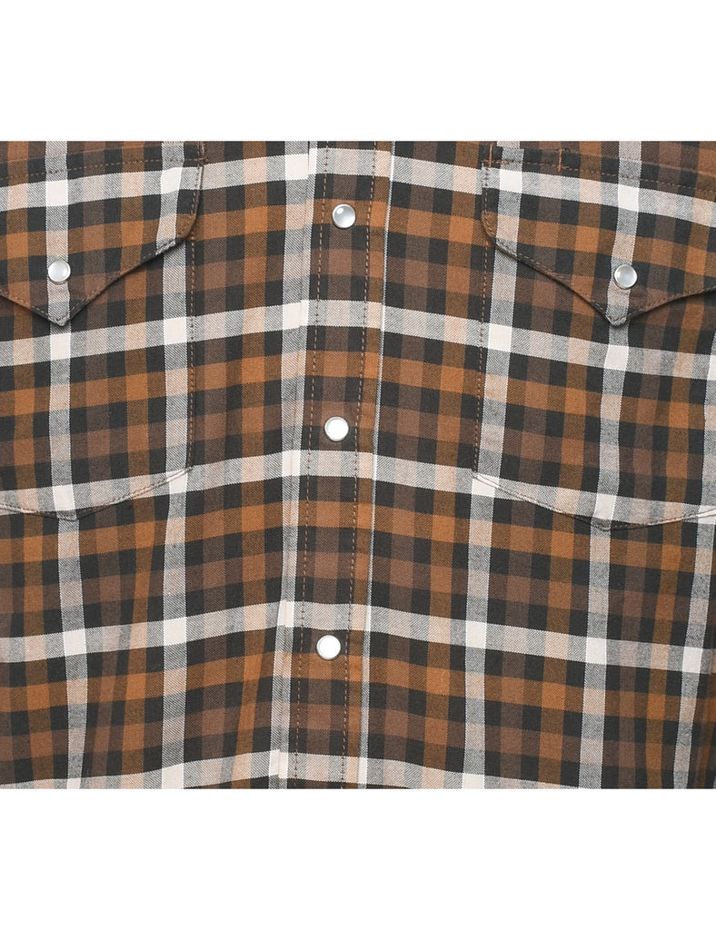 Brown Checked Shirt - M