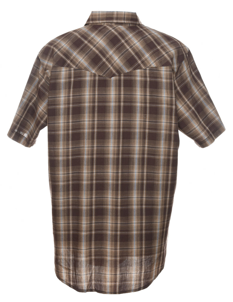 Brown Checked Western Shirt - L