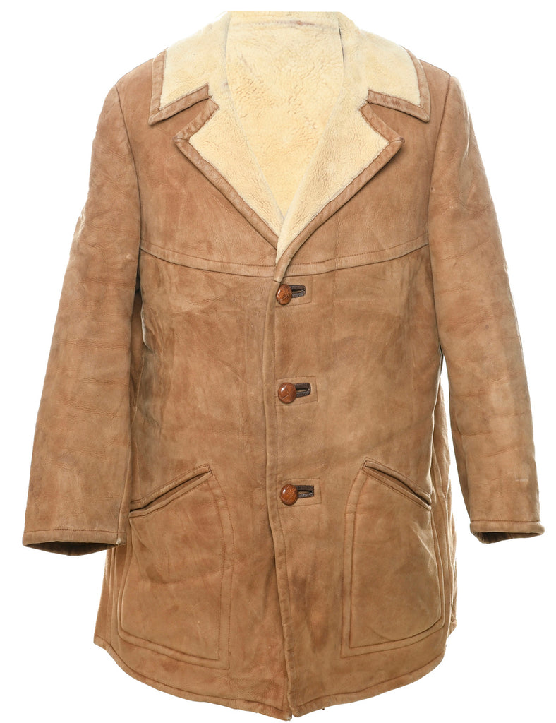 Brown Faux Shearling Suede Jacket - XL