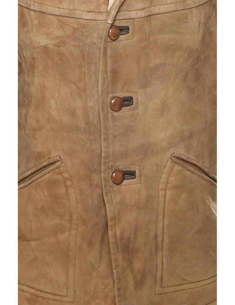 Brown Faux Shearling Suede Jacket - XL