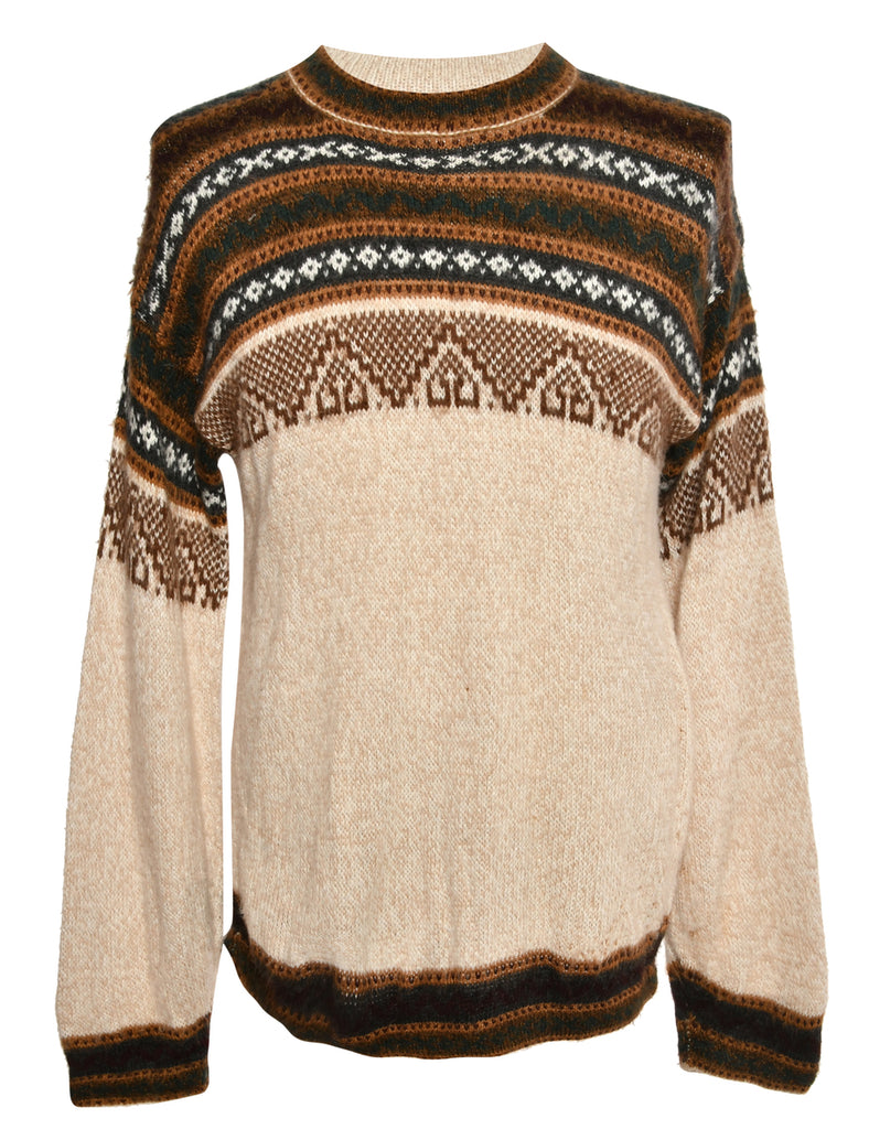 Brown Patterned Jumper - M