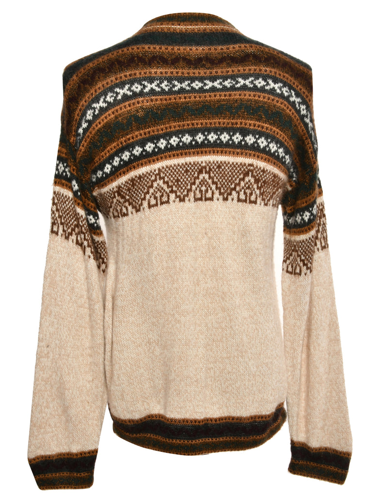 Brown Patterned Jumper - M