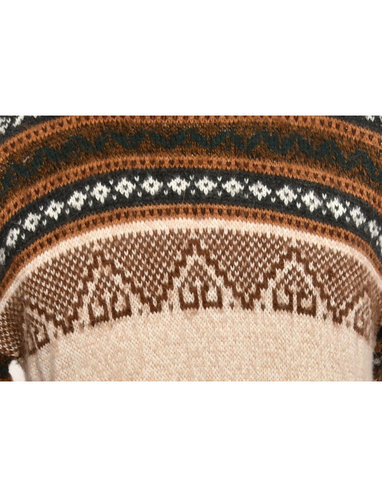 Brown Patterned Jumper - M