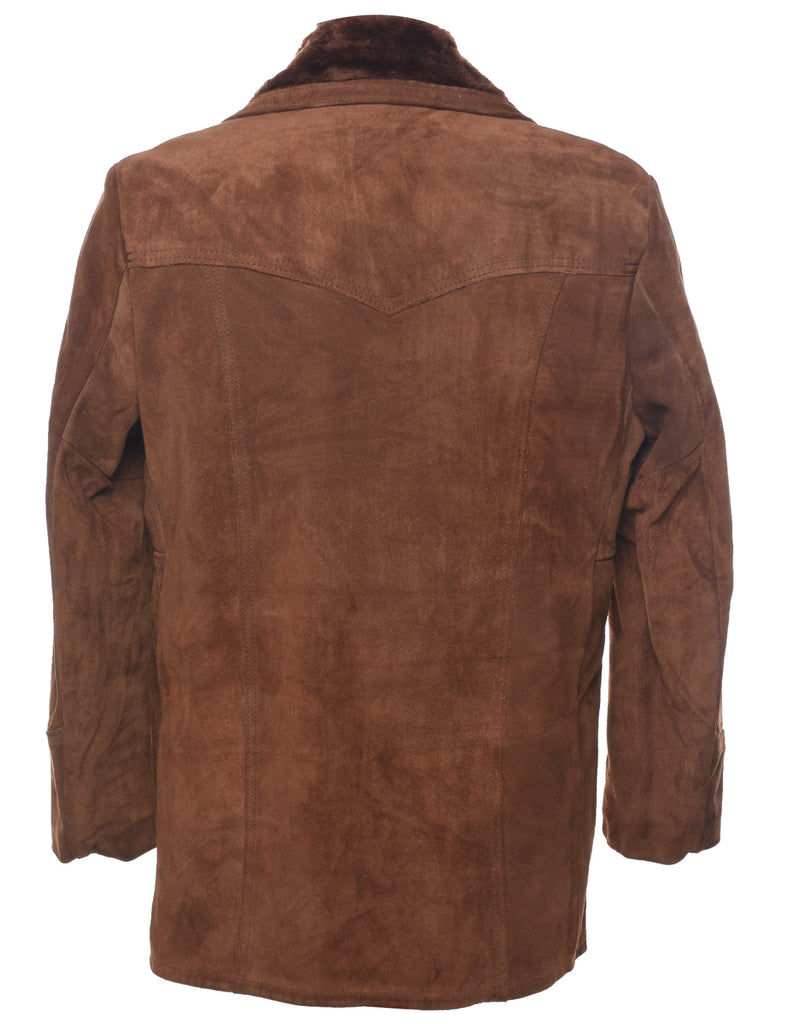 Brown Shearling Suede Jacket - M