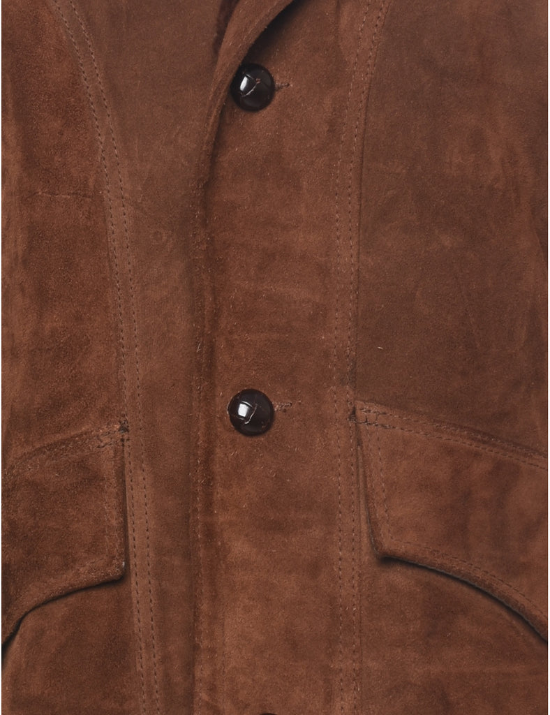 Brown Shearling Suede Jacket - M