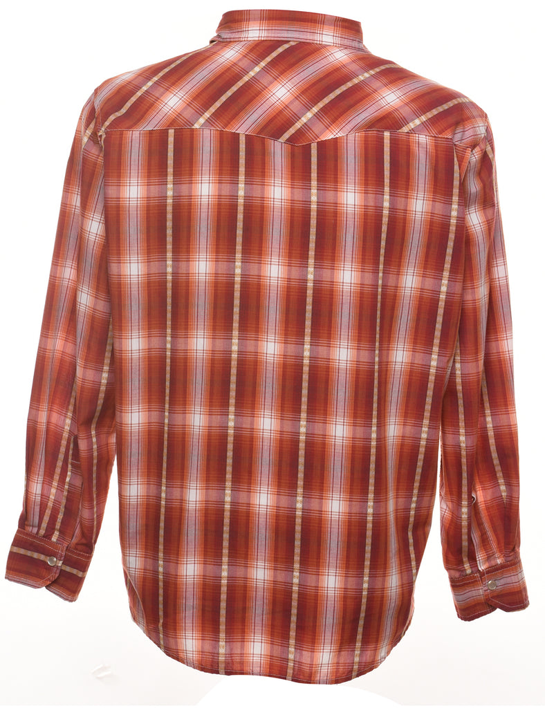 Burnt Orange Classic Checked Shirt - M