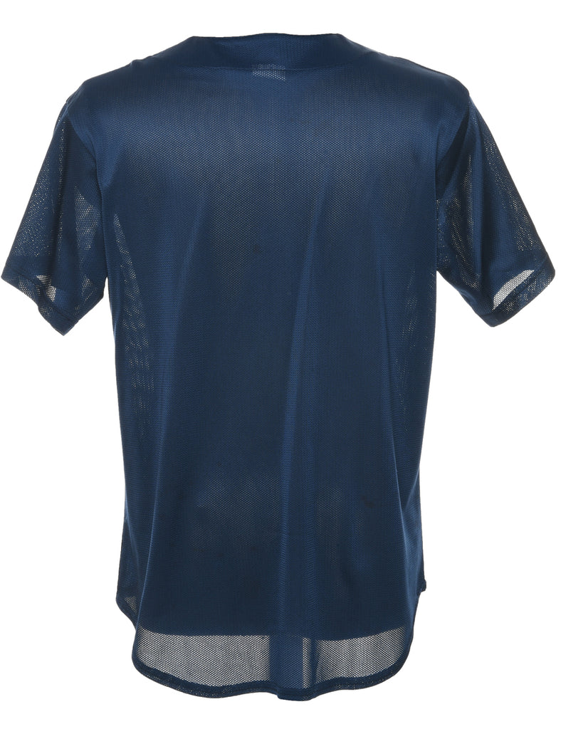 Button Front Braves Printed T-shirt - M