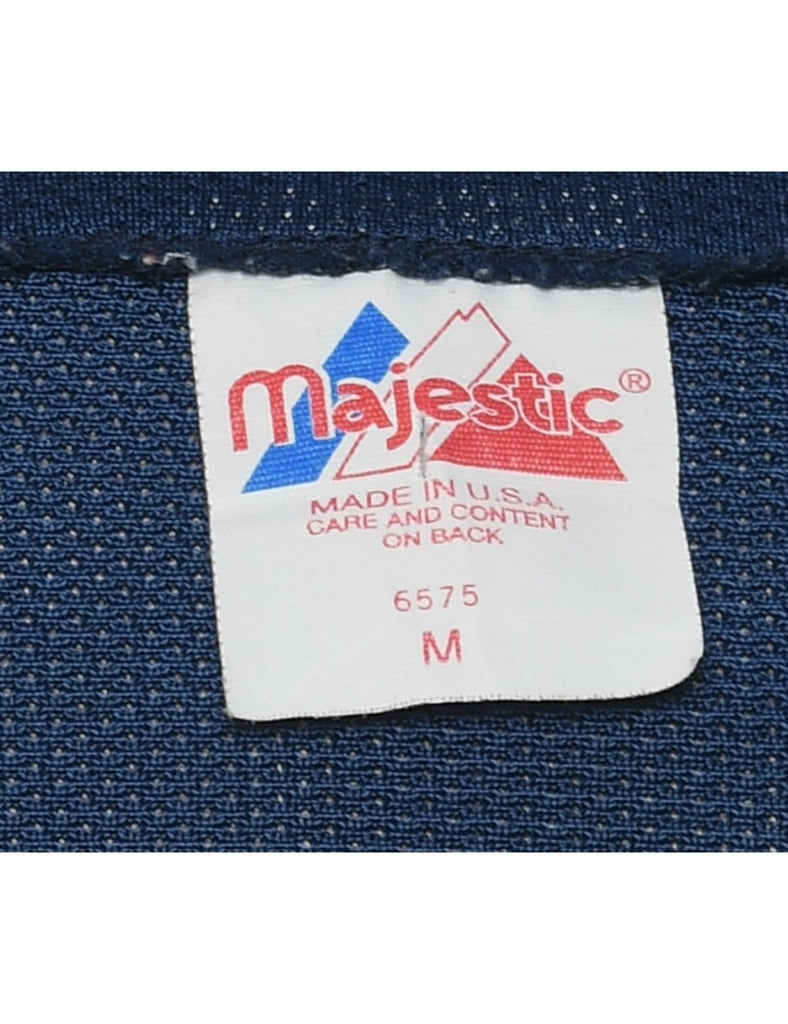 Button Front Braves Printed T-shirt - M