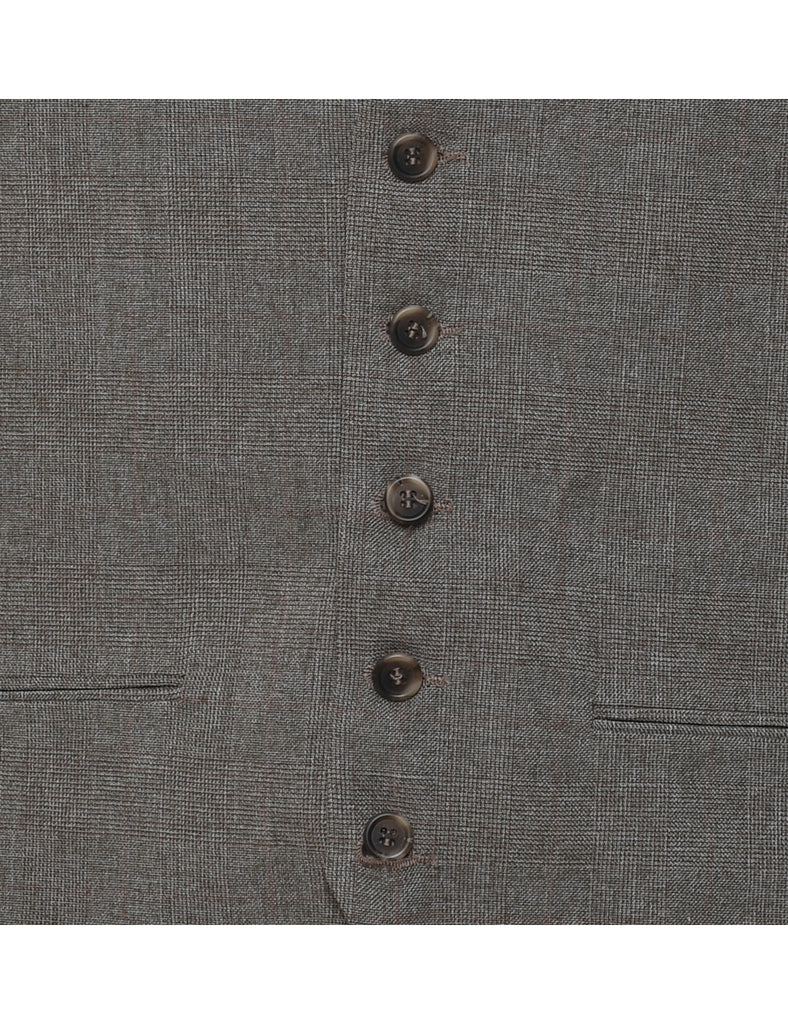 Button Front Brown Waistcoat - XL