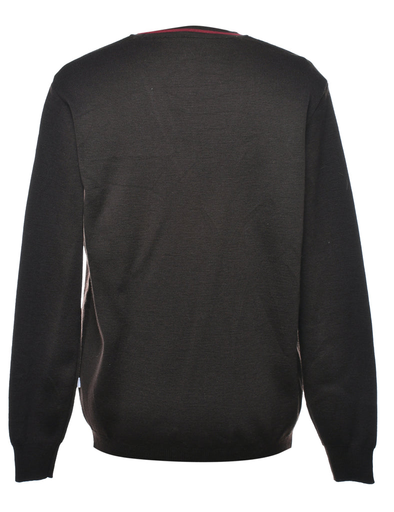 Button Front Dark Brown Cardigan - M