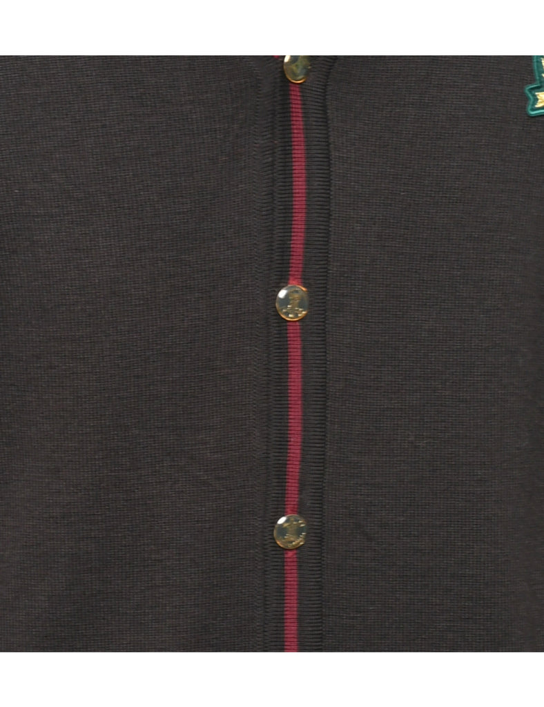 Button Front Dark Brown Cardigan - M