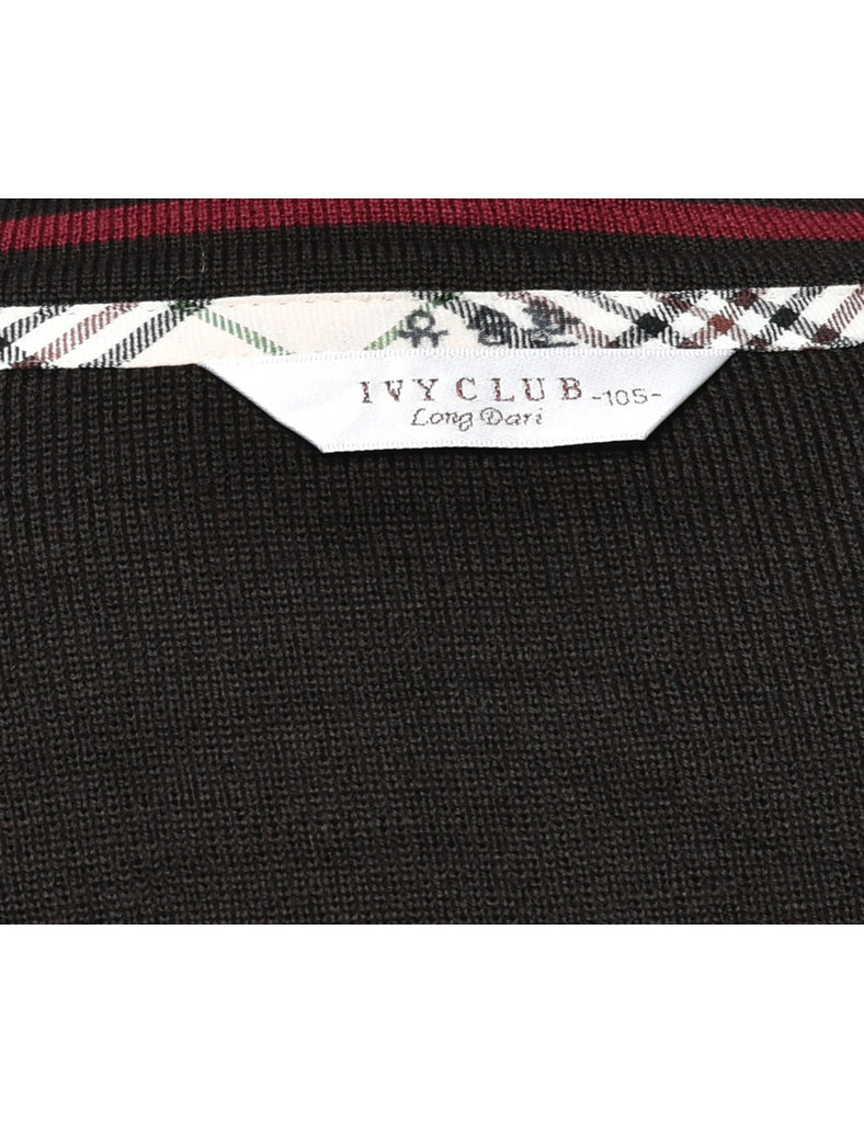 Button Front Dark Brown Cardigan - M