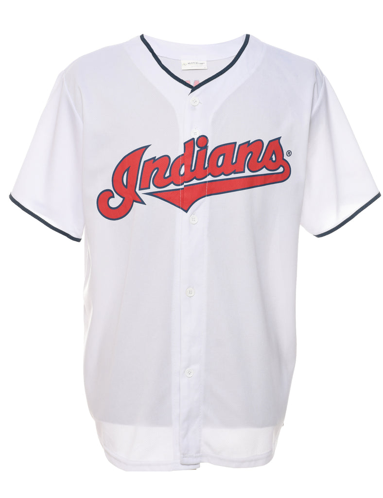 Button Front Indians Printed T-shirt - XL