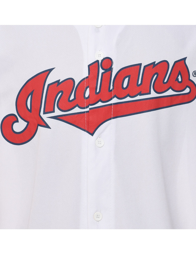 Button Front Indians Printed T-shirt - XL