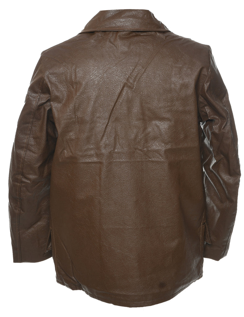 Button Front Leather Jacket - M