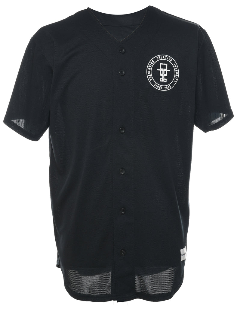 Button Front Printed T-shirt - L