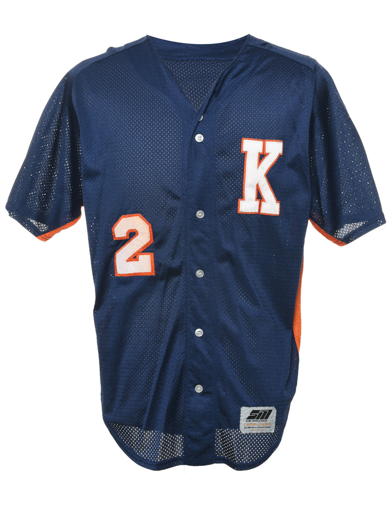 Button Front Printed T-shirt - M