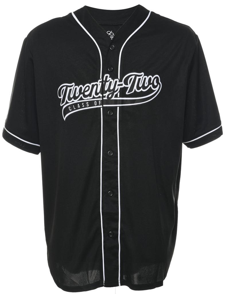 Button Front Printed T-shirt - L