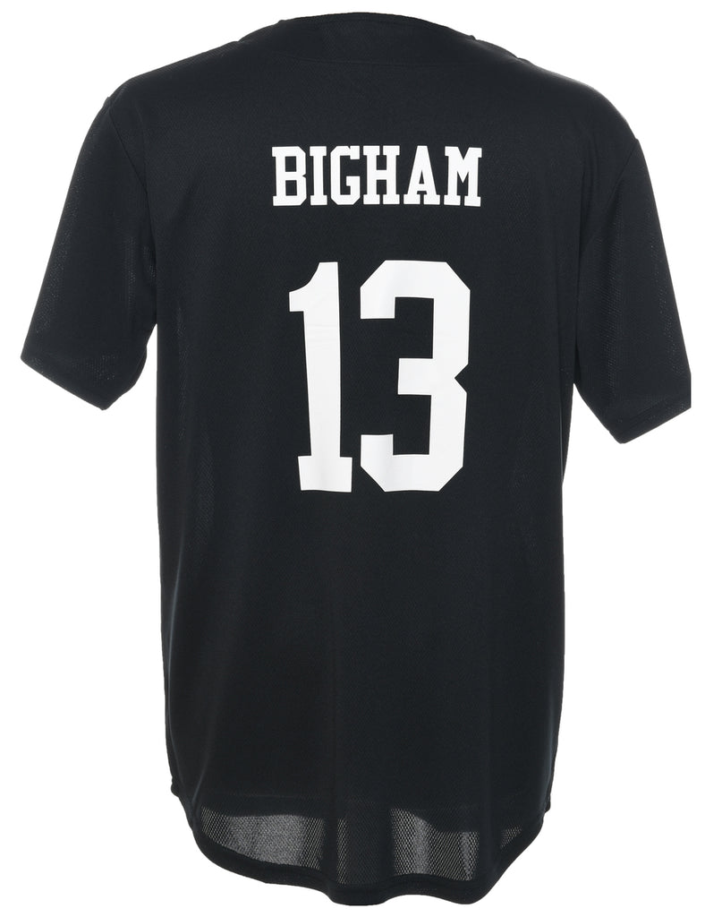 Button Front Printed T-shirt - L