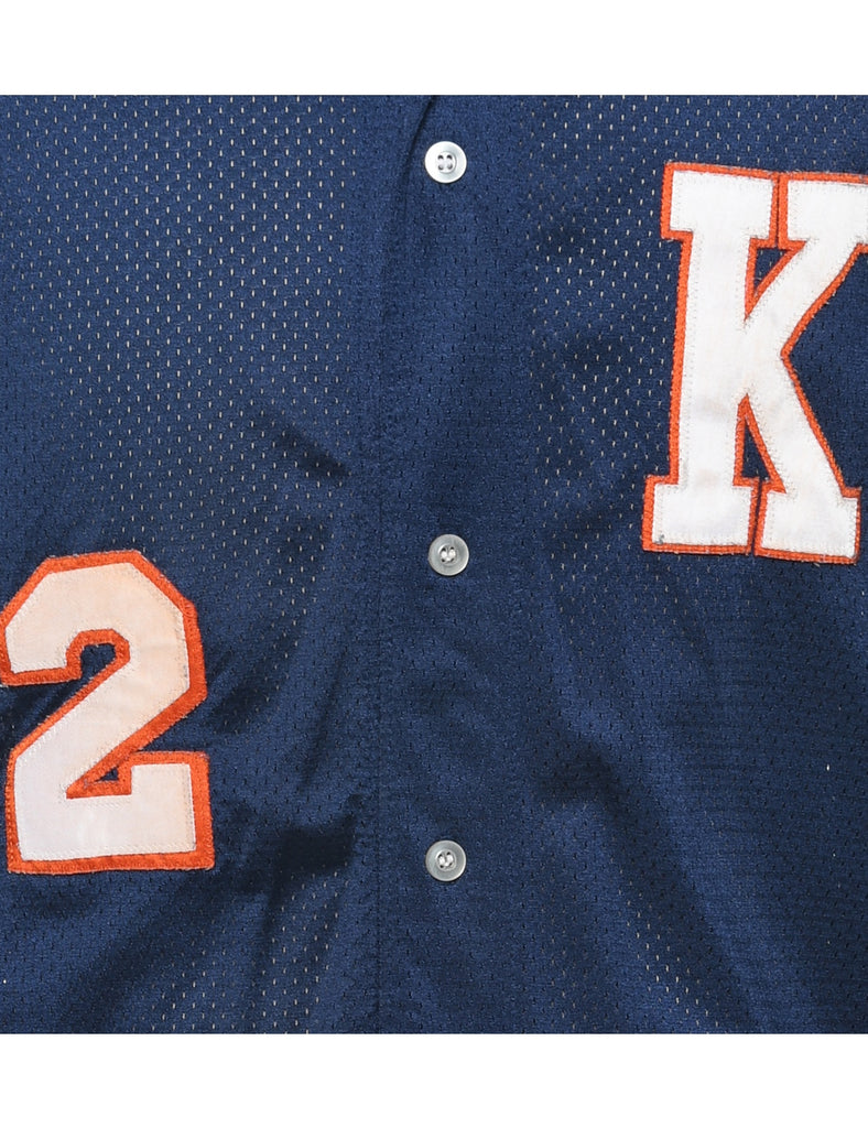 Button Front Printed T-shirt - M