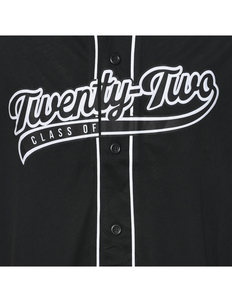 Button Front Printed T-shirt - L