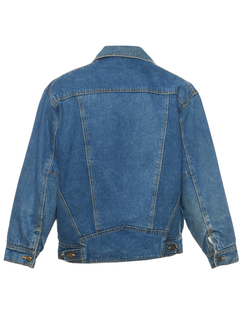 Button Front Shearling Denim Jacket - L